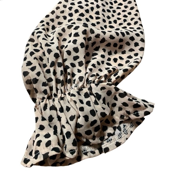 BLUSH BJ Sheer Animal Print Crop Top Long Sleeve Ruffle Cuff US Sz S - Picture 9 of 10